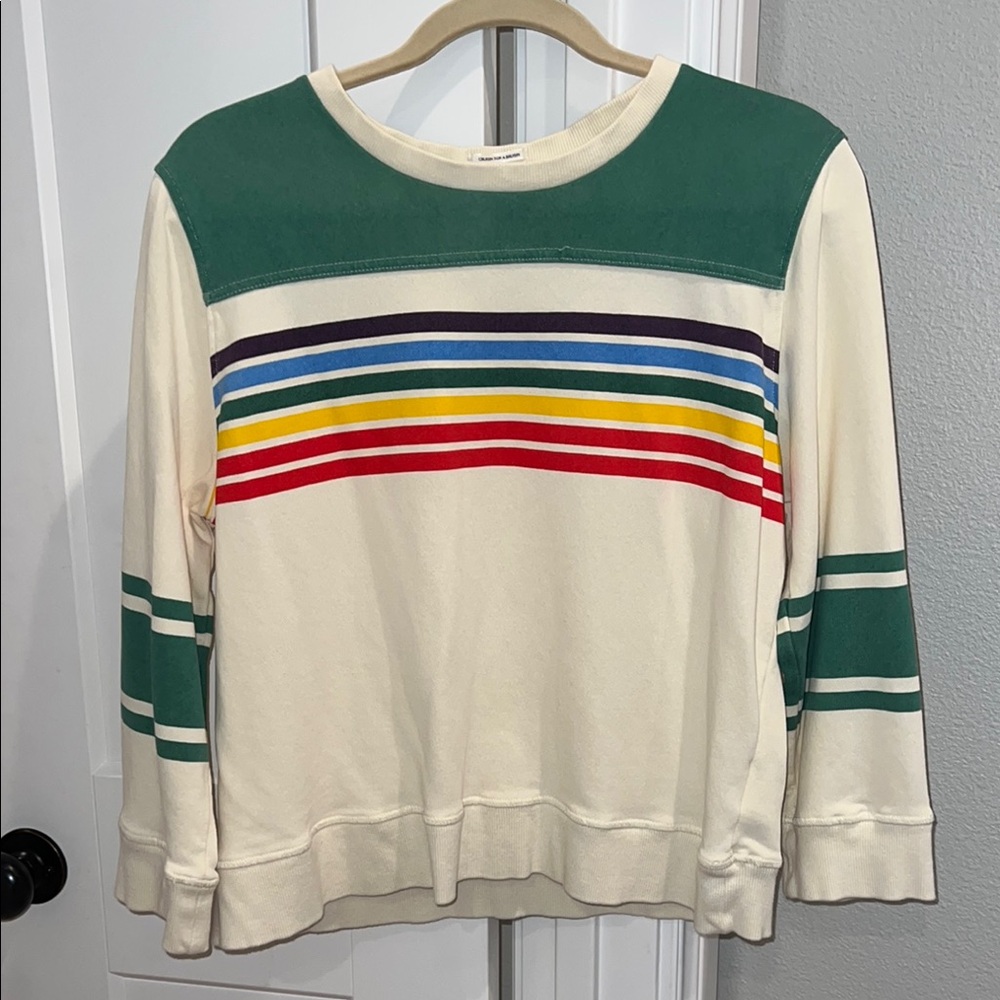 MOTHER Rainbow Cream and Green Boxy Sweatshirt- Crusin for a Bruisin